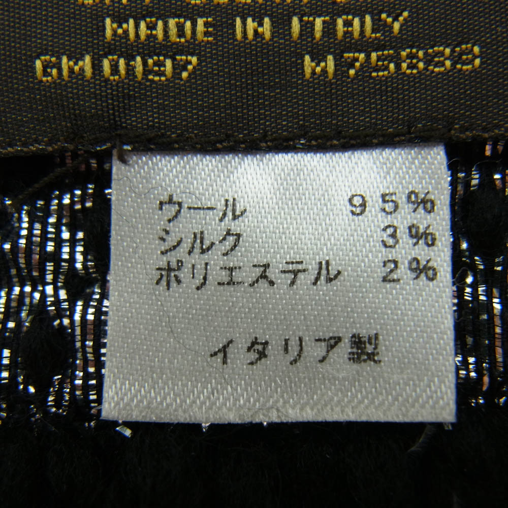 LOUIS VUITTON ルイ・ヴィトン M75833 モノグラム エシャルブ ロゴマニア シャイン シルク フリンジ  マフラー ブラック系 シルバー系【中古】