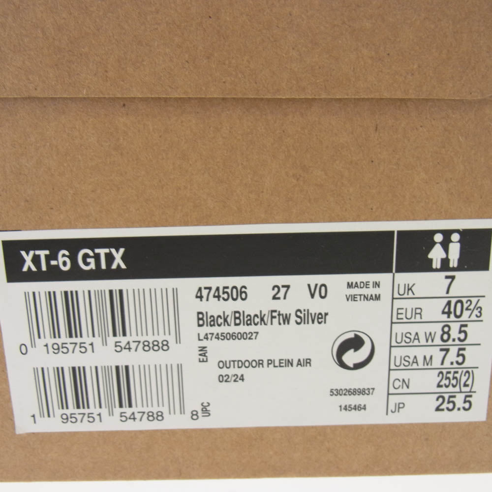 salomon サロモン 474506 XT-6 GTX ローカット スニーカー ブラック系 25.5cm【極上美品】【中古】