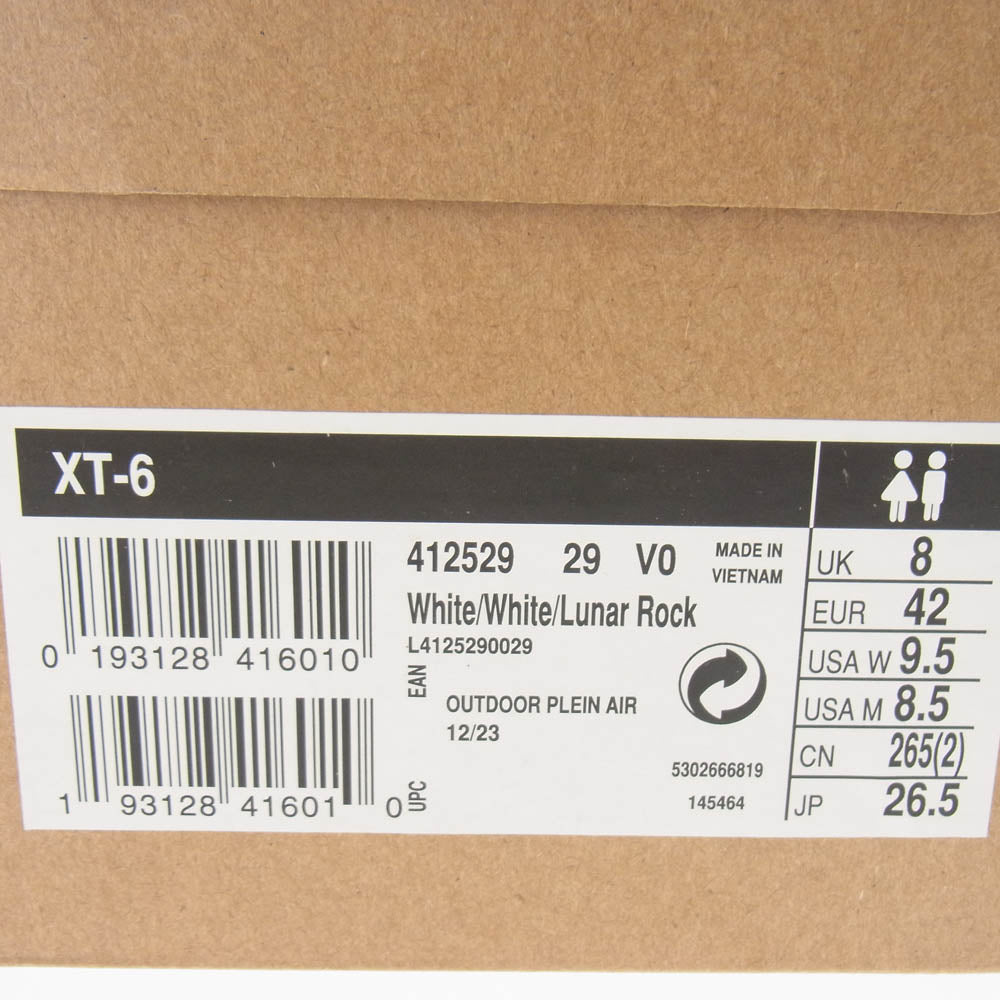 salomon サロモン 412529 XT-6 ローカット スニーカー ホワイト ホワイト系 26.5cm【極上美品】【中古】