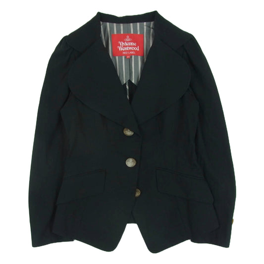 Vivienne Westwood ヴィヴィアンウエストウッド 16-12-431017 RED LABEL レッドレーベル オーブ刻印 3ボタン ラブ ジャケット ブラック系 M 02【中古】