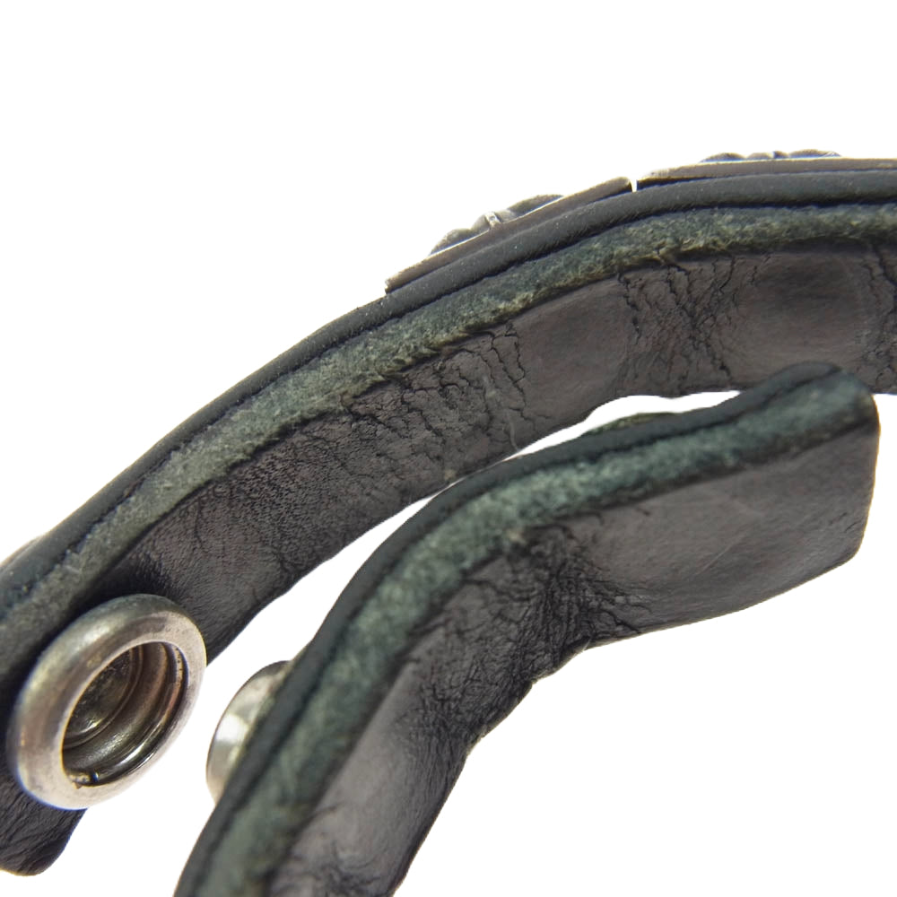 CHROME HEARTS クロムハーツ（原本無） ZERO STUD SNGL ROW ゼロ ピラミッド スタッズ シングル レザー ブレスレット シルバー系 ブラック系【中古】