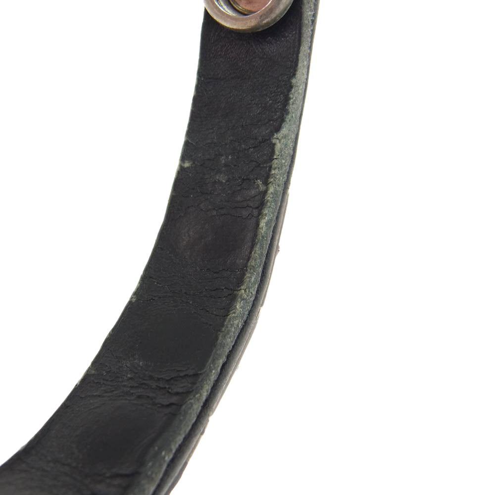 CHROME HEARTS クロムハーツ（原本無） ZERO STUD SNGL ROW ゼロ ピラミッド スタッズ シングル レザー ブレスレット シルバー系 ブラック系【中古】