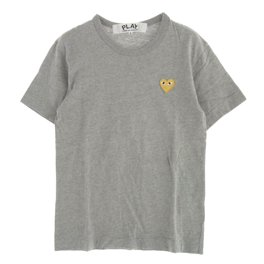 PLAY COMME des GARCONS プレイコムデギャルソン AD2022 AZ-T216 PLAY GOLD HEART LOGO TEE Tシャツ グレー系 S【中古】