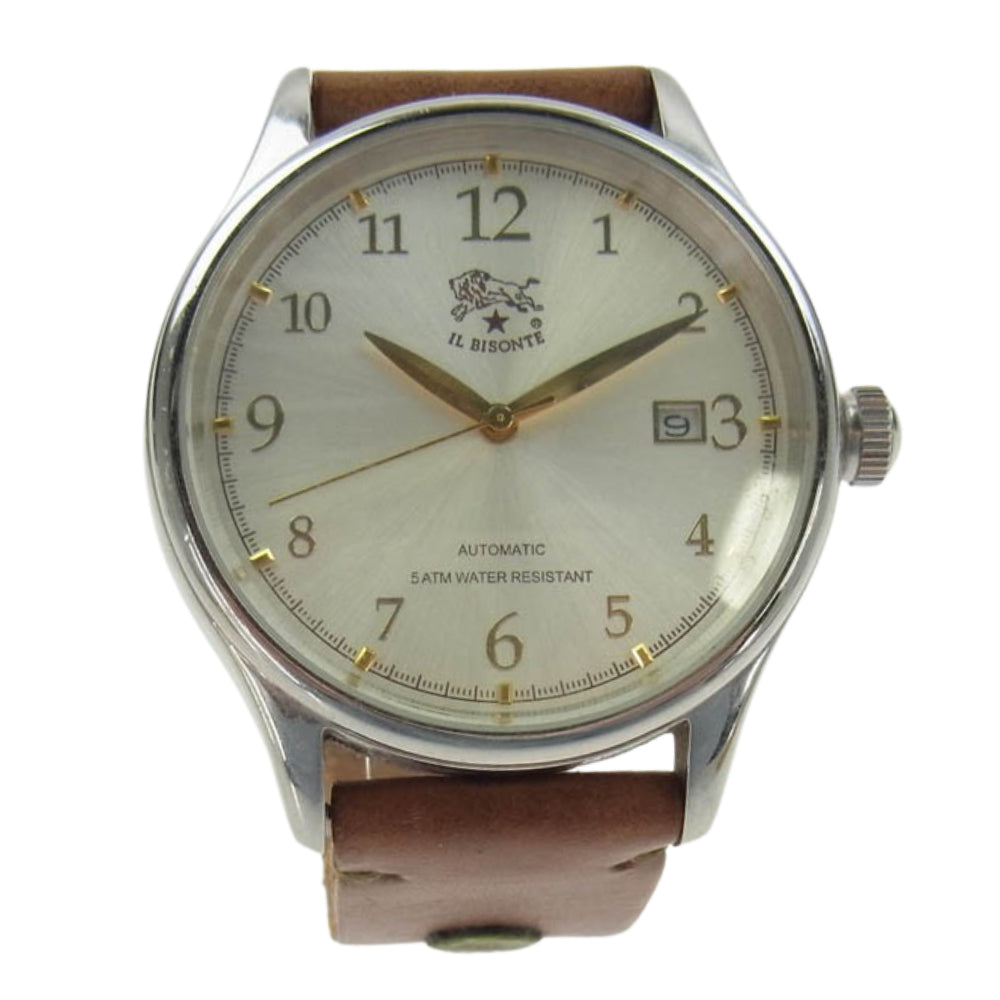 IL BISONTE イルビゾンテ 自動巻き レザーベルト リストウォッチ 腕時計 ブラウン系 ゴールド系【中古】