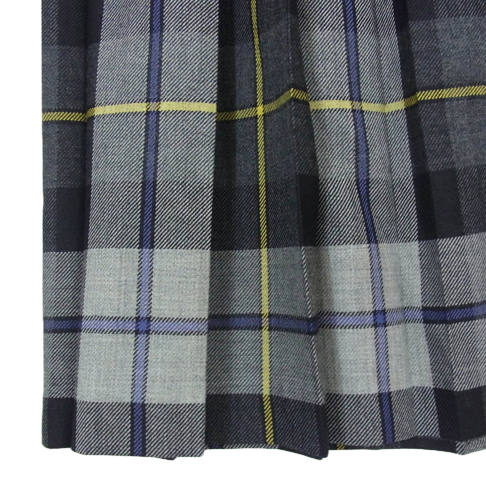 オニールオブダブリン アイルランド製 QUILTSKIRT ベルト キルト チェック ロング プリーツ 巻きスカート グレー系 8【中古】