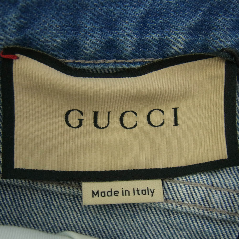 GUCCI グッチ 749110 XDCJK Washed Out Denim Jeans ウォッシュ アウト カットオフ ジーンズ デニム パンツ インディゴブルー系 33【極上美品】【中古】