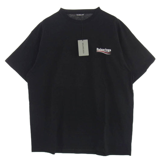 BALENCIAGA バレンシアガ 556150 キャンペーン ロゴ 半袖 Tシャツ ブラック系 XXL【極上美品】【中古】