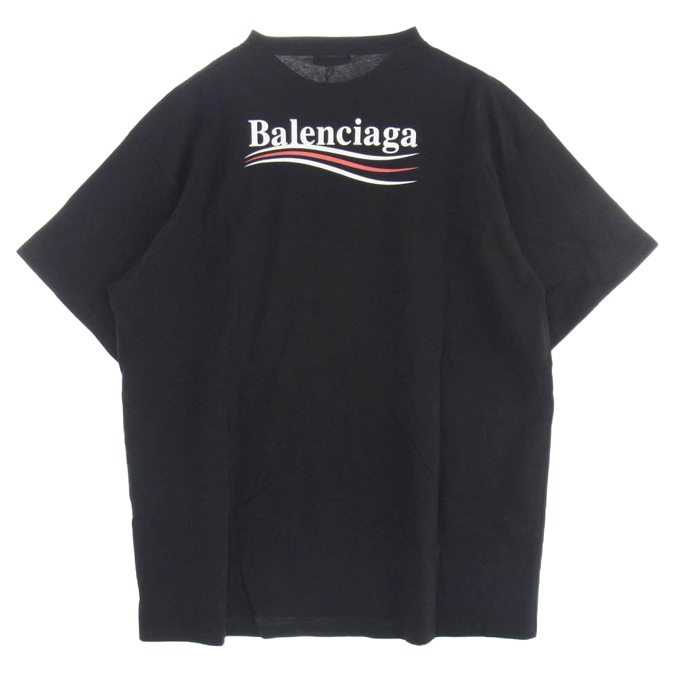 BALENCIAGA バレンシアガ 556150 キャンペーン ロゴ 半袖 Tシャツ ブラック系 XXL【極上美品】【中古】