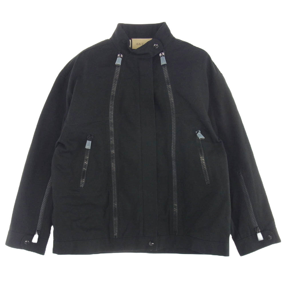 GUCCI グッチ 22SS 701259 XDBZM フロント ダブルジップ デニム ブルゾン ジャケット ブラック系 44【極上美品】【中古】