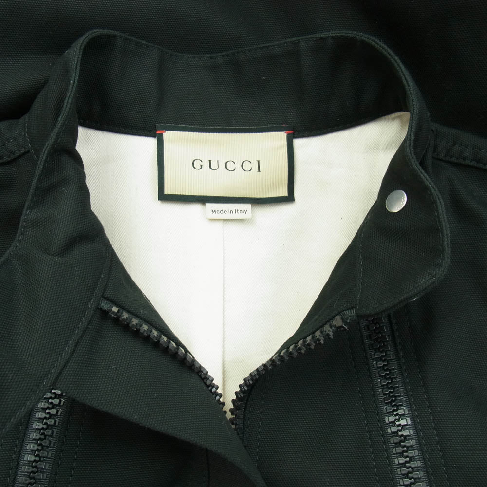 GUCCI グッチ 22SS 701259 XDBZM フロント ダブルジップ デニム ブルゾン ジャケット ブラック系 44【極上美品】【中古】