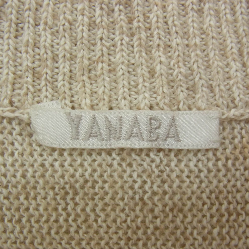 ヤナバ カシミヤ混 シルク HAND KNIT MAX 和紙ニット ハンドメイド スキッパー プルオーバー ニット セーター ベージュ系 MF【美品】【中古】