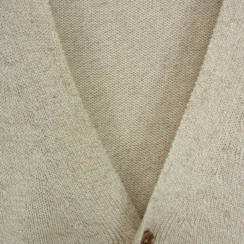 ヤナバ カシミヤ混 シルク HAND KNIT ULTRA 和紙ニット ハンドメイド カーディガン ベージュ系 MF【美品】【中古】