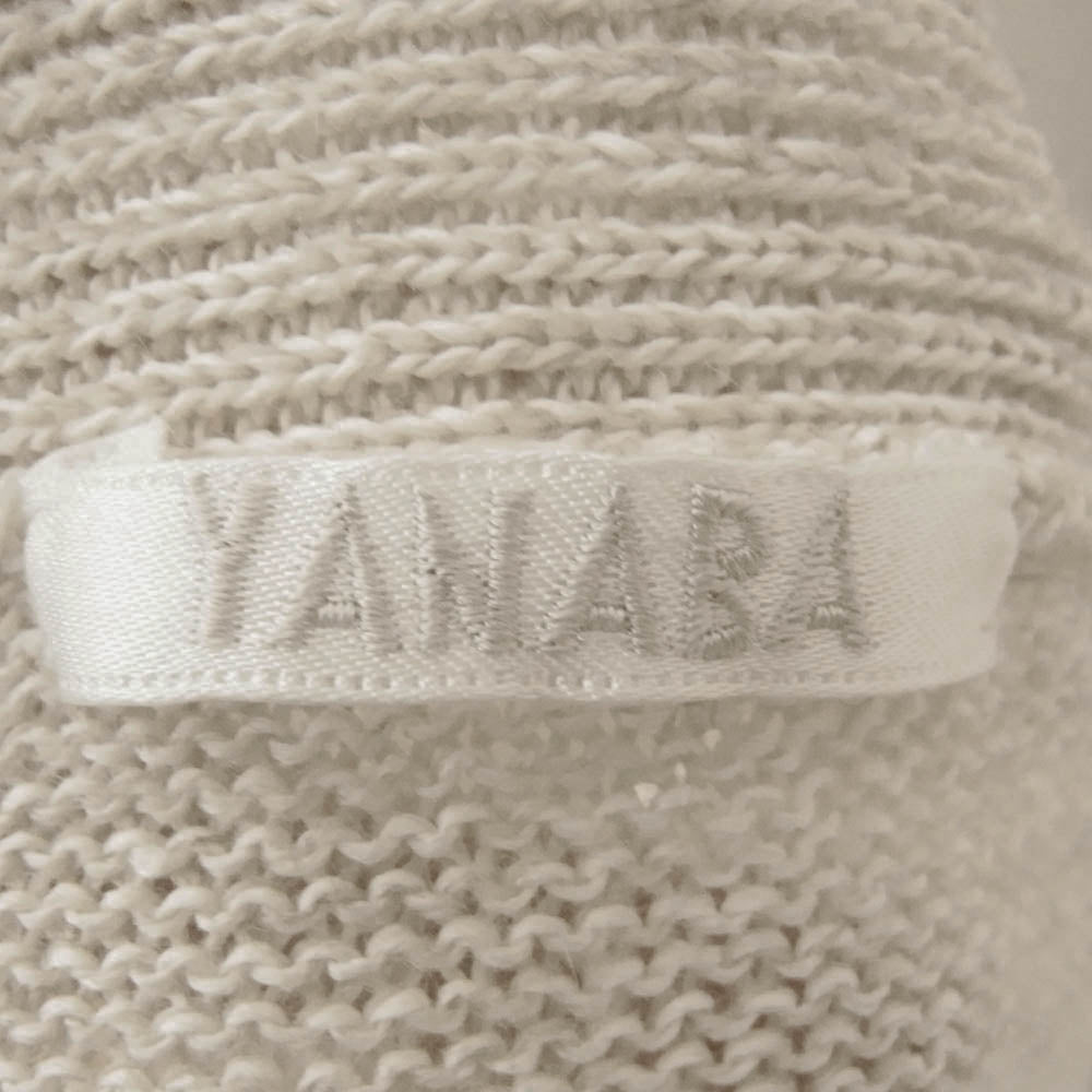ヤナバ カシミヤ混 シルク HAND KNIT ULTRA 和紙ニット ハンドメイド カーディガン ベージュ系 MF【美品】【中古】