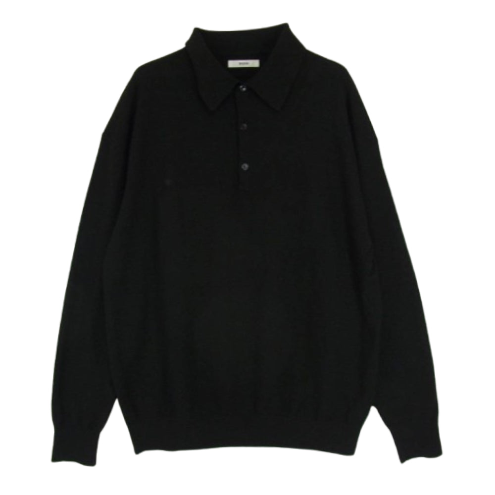 ボーディ 23AW BD18006 EXLIGHT CASHMERE POLO カシミヤ100％ ハイゲージ 天竺 長袖 ポロシャツ ニットソー ブラック系 2【中古】