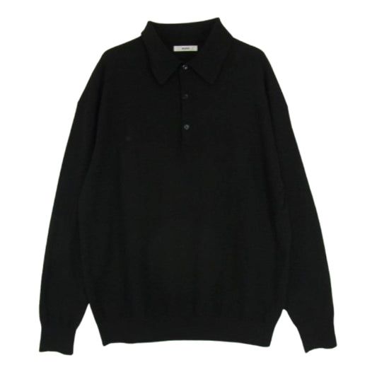 ボーディ 23AW BD18006 EXLIGHT CASHMERE POLO カシミヤ100％ ハイゲージ 天竺 長袖 ポロシャツ ニットソー ブラック系 2【中古】