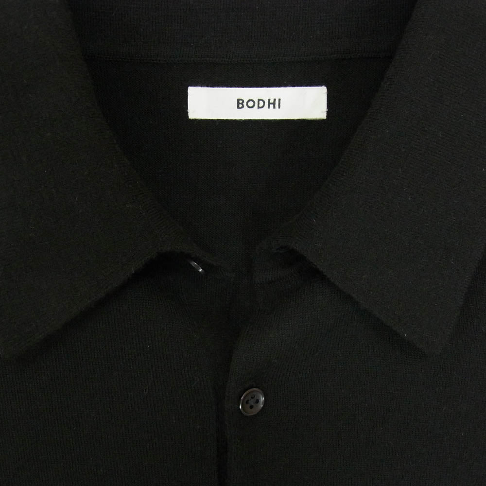 ボーディ 23AW BD18006 EXLIGHT CASHMERE POLO カシミヤ100％ ハイゲージ 天竺 長袖 ポロシャツ ニットソー ブラック系 2【中古】