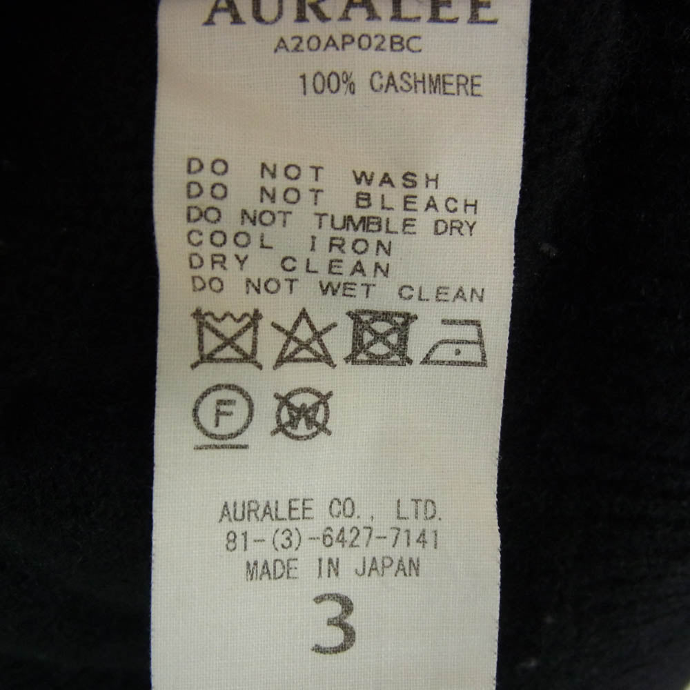 AURALEE オーラリー 20AW A20AP02BC BABY CASHMERE KNIT P/O ベビーカシミヤ ニット プルオーバー セーター ブラック系 3【中古】