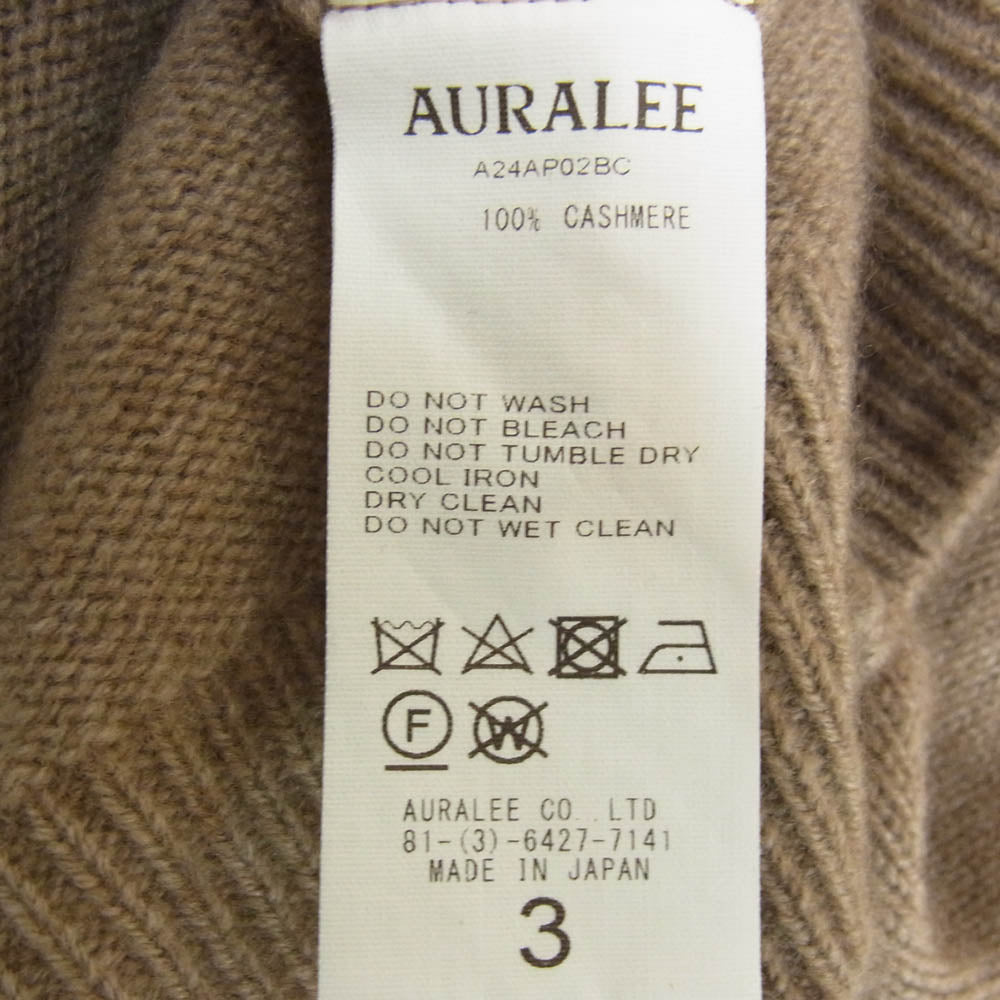 AURALEE オーラリー 24AW A24AP02BC BABY CASHMERE KNIT P/O ベビーカシミヤ ニット プルオーバー セーター ブラウン系 3【中古】