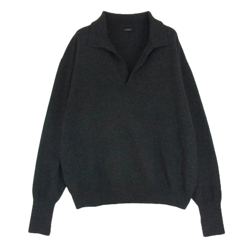 COMOLI コモリ 24AW A03-06011 カシミヤ100％ スキッパー ニット プルオーバー チャコール ダークグレー系 サイズ表記無【中古】