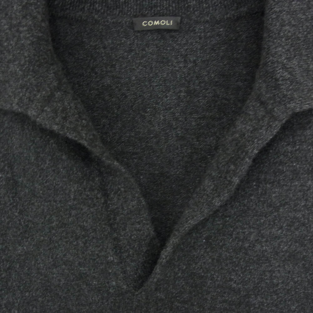 COMOLI コモリ 24AW A03-06011 カシミヤ100％ スキッパー ニット プルオーバー チャコール ダークグレー系 サイズ表記無【中古】