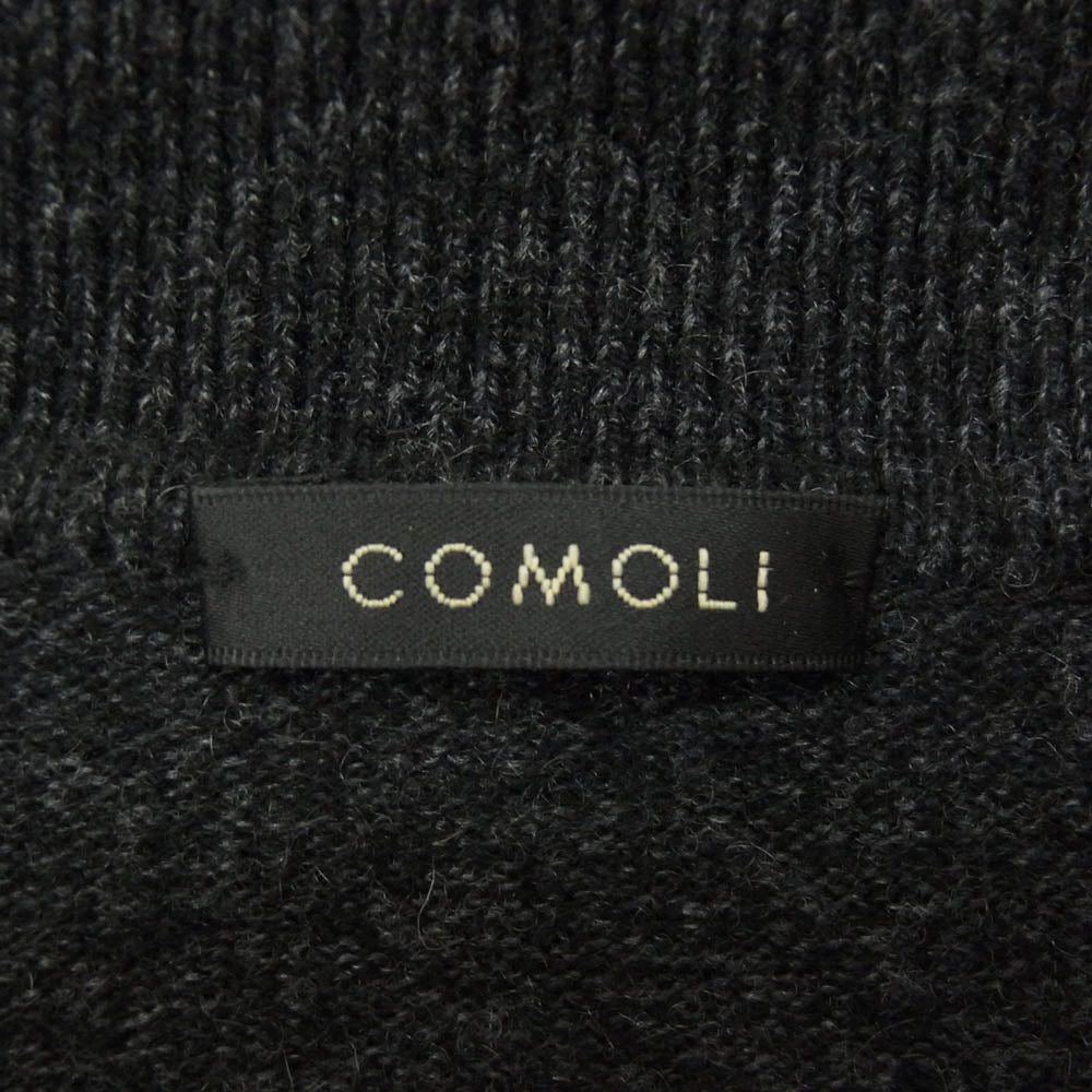 COMOLI コモリ 24AW A03-06011 カシミヤ100％ スキッパー ニット プルオーバー チャコール ダークグレー系 サイズ表記無【中古】