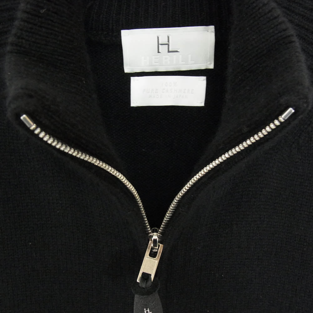 ヘリル 23AW 23-080-HL-8070-3 Goldencash Zipup Sweater ゴールデン カシミヤ100％ ジップアップ セーター ドライバーズニット ブラック系 5【中古】