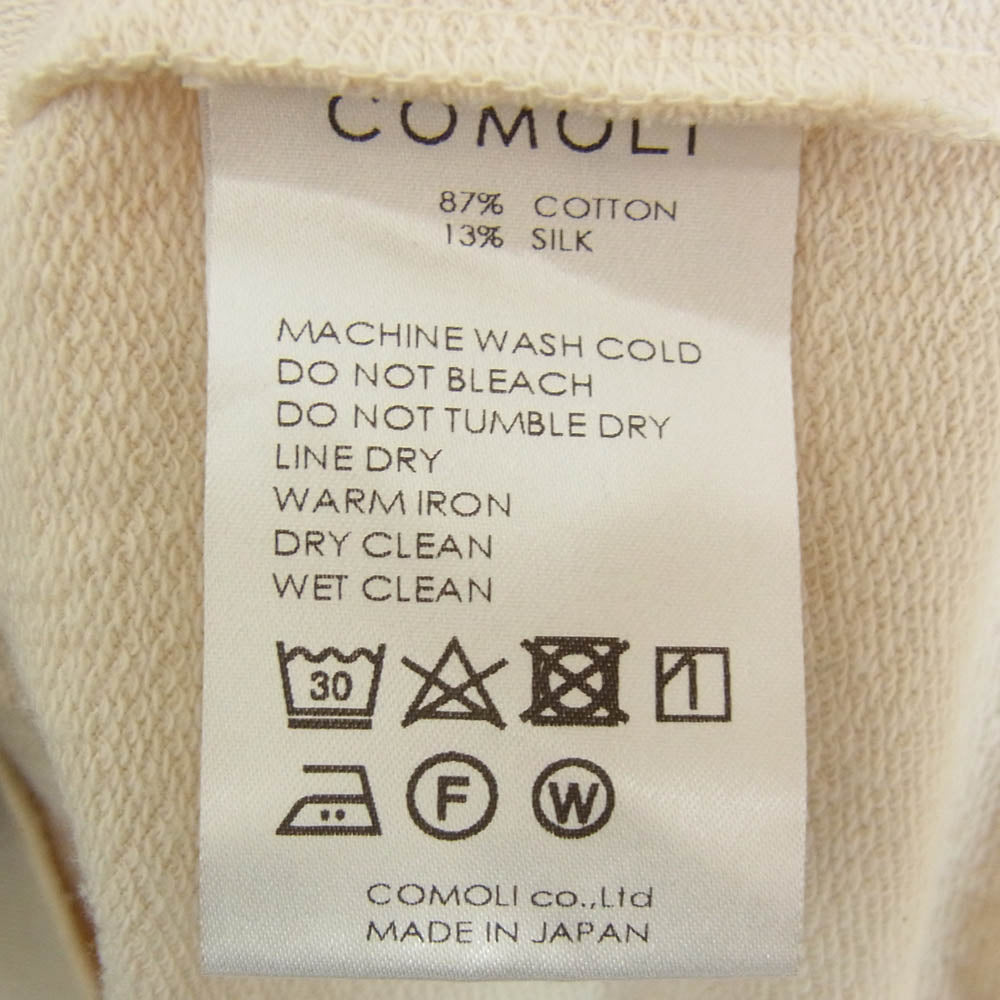 COMOLI コモリ 19SS P01-05002 シルク混 クルーネック ロングスリーブ 長袖 Tシャツ ロンT カットソー ベージュ系 3【中古】