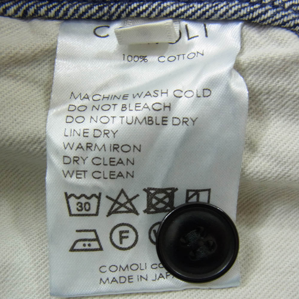 COMOLI コモリ 19SS P01-03003 シンチバック インディゴ デニム パンツ インディゴブルー系 2【中古】