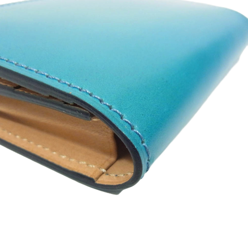 フラソリティ FM704 Business card case ビジネス カードケース 名刺入れ レザー 水染め オイルコードバン ブルー系【新古品】【未使用】【中古】