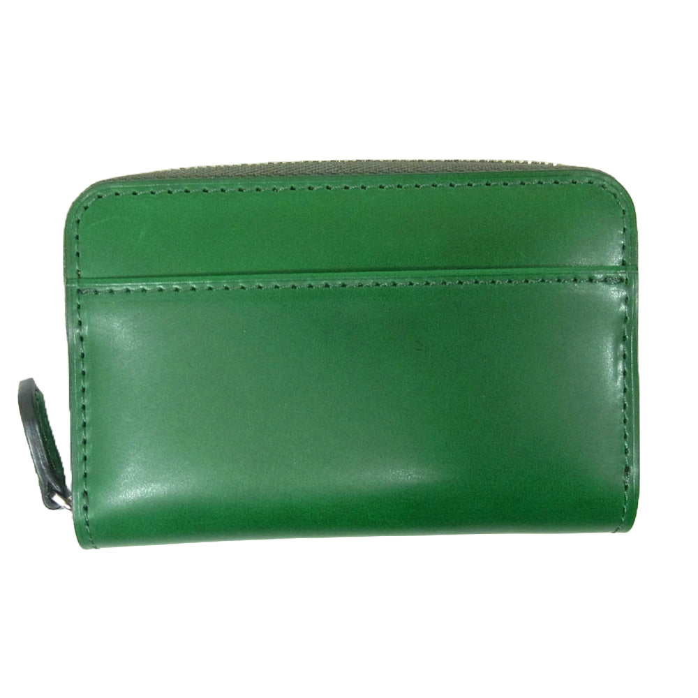 フラソリティ FM711 Coincase 水染 オイルコードバン レザー ラウンドジップ 財布 サイフ ミニウォレット コインケース グリーン系【新古品】【未使用】【中古】