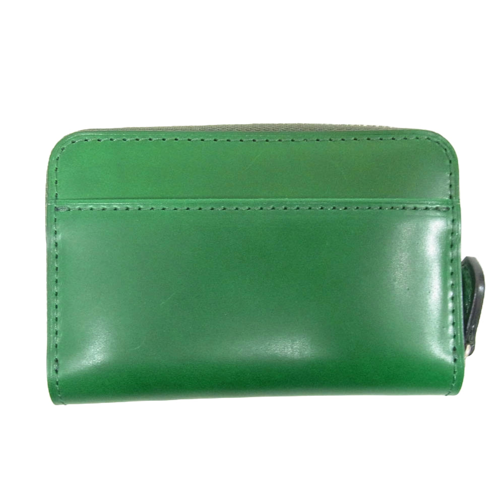 フラソリティ FM711 Coincase 水染 オイルコードバン レザー ラウンドジップ 財布 サイフ ミニウォレット コインケース グリーン系【新古品】【未使用】【中古】