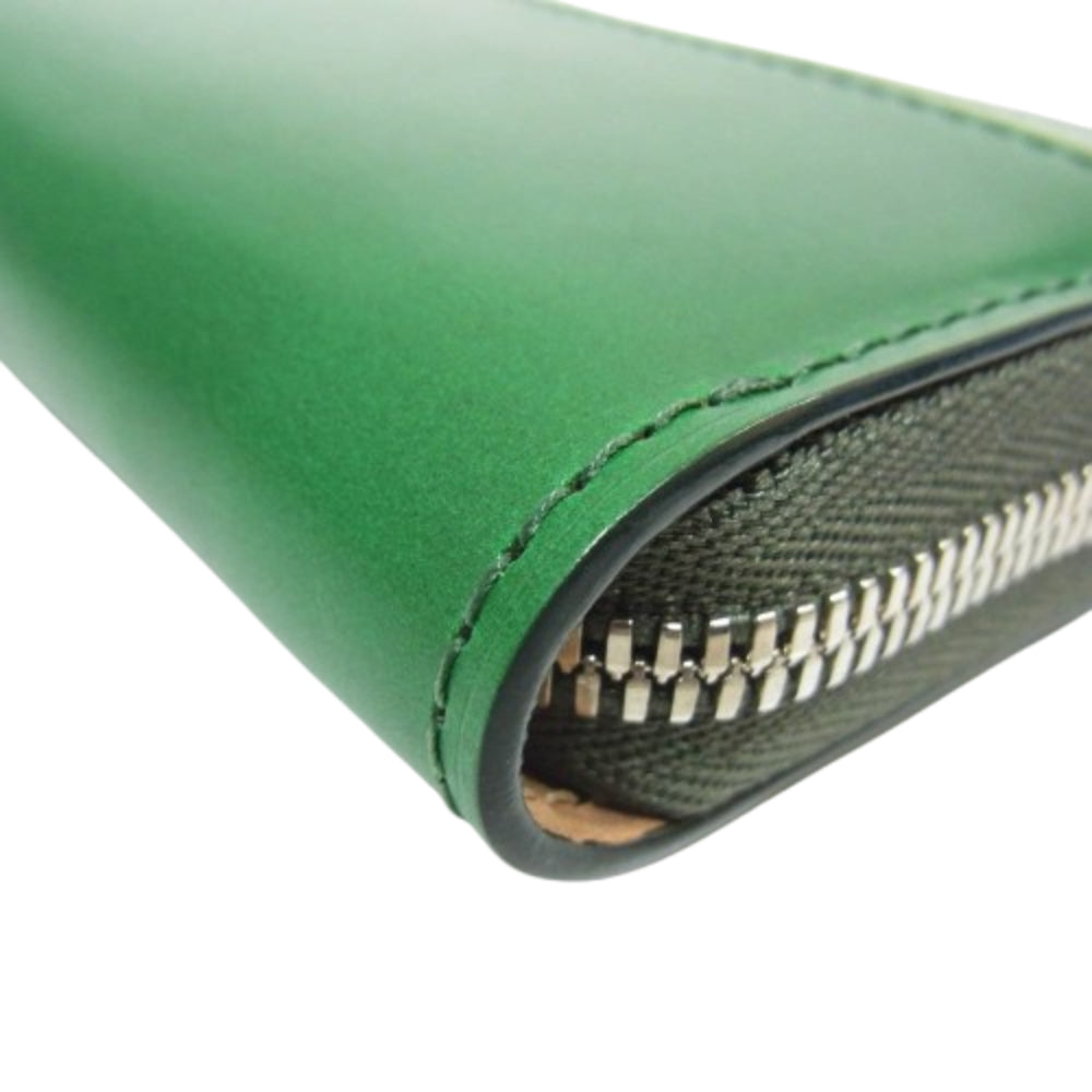 フラソリティ FM711 Coincase 水染 オイルコードバン レザー ラウンドジップ 財布 サイフ ミニウォレット コインケース グリーン系【新古品】【未使用】【中古】