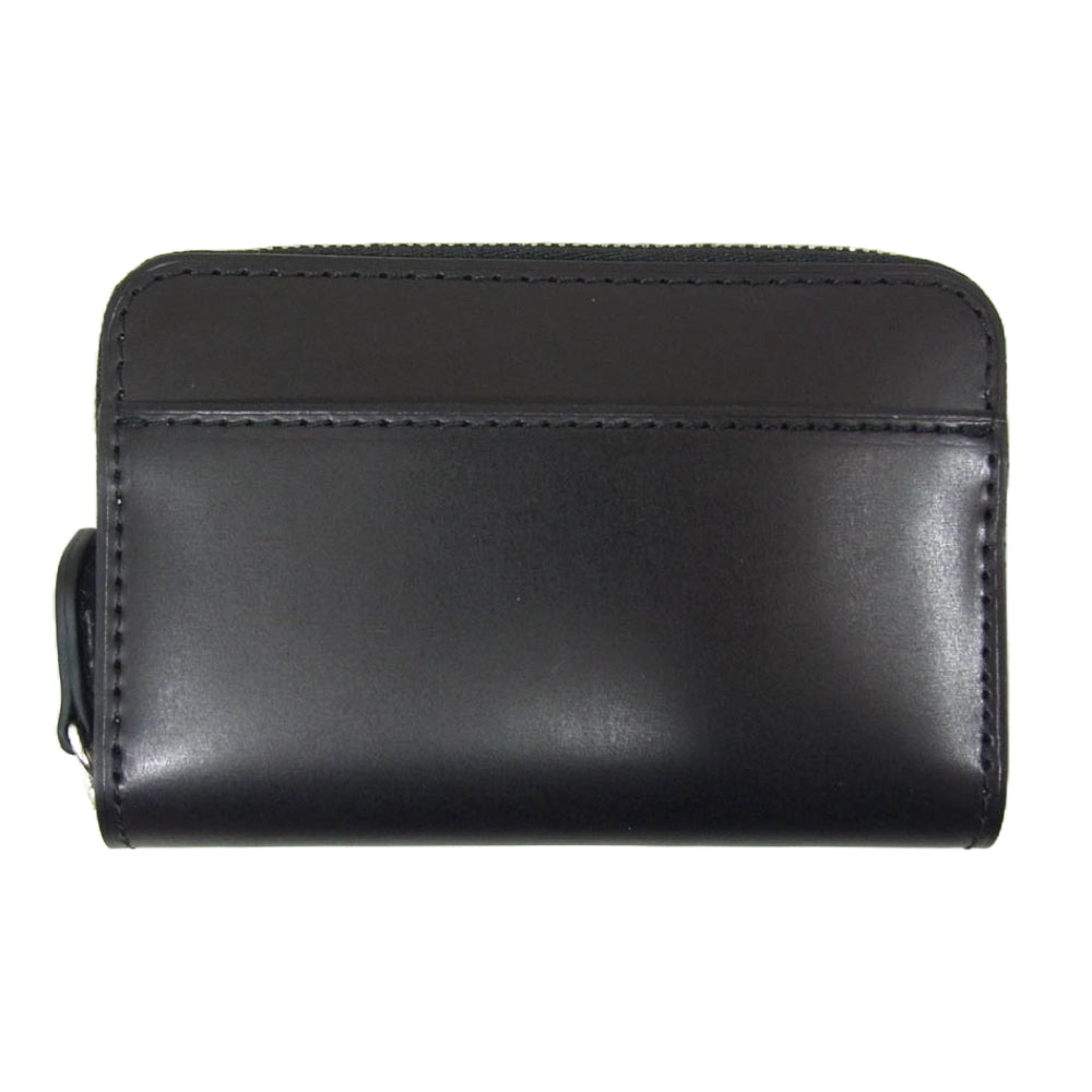 フラソリティ FM711 Coincase 水染 オイルコードバン レザー ラウンドジップ 財布 サイフ ミニウォレット コインケース ブラック系【新古品】【未使用】【中古】