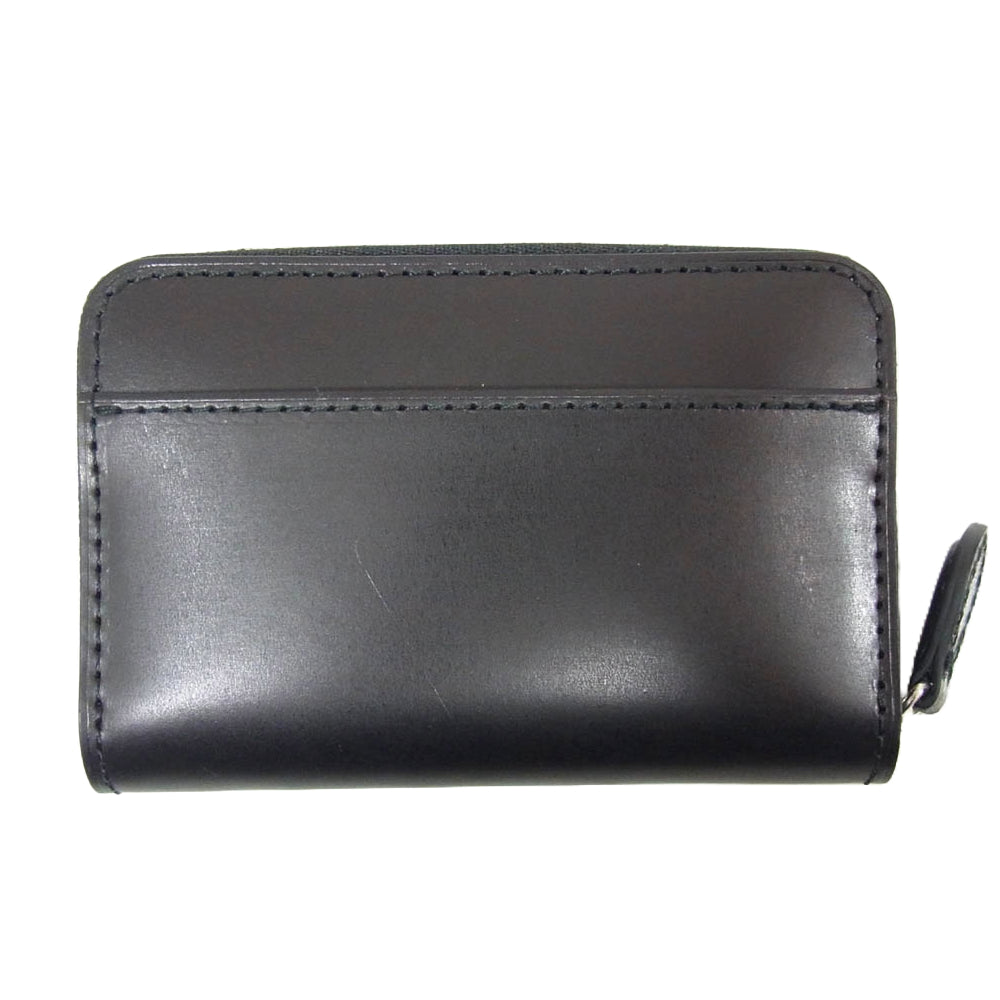 フラソリティ FM711 Coincase 水染 オイルコードバン レザー ラウンドジップ 財布 サイフ ミニウォレット コインケース ブラック系【新古品】【未使用】【中古】