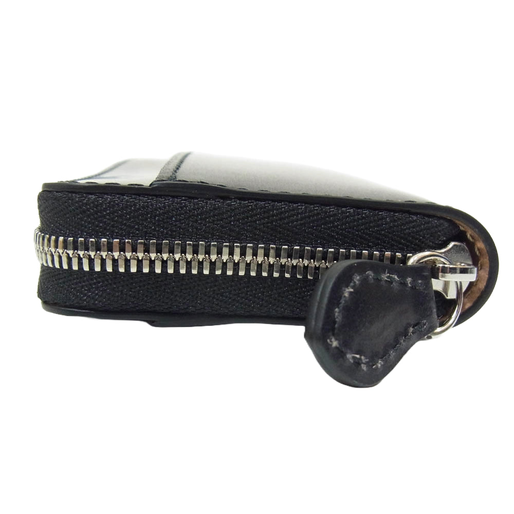 フラソリティ FM711 Coincase 水染 オイルコードバン レザー ラウンドジップ 財布 サイフ ミニウォレット コインケース ブラック系【新古品】【未使用】【中古】