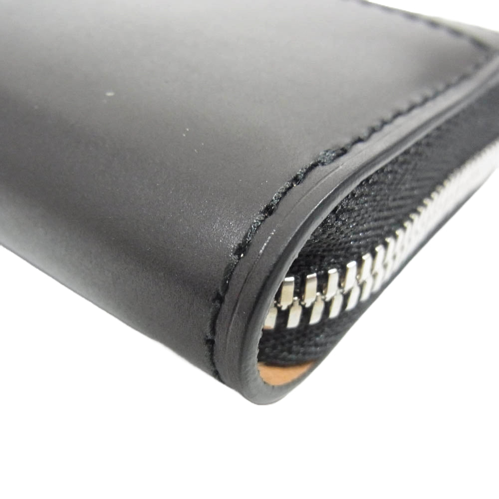 フラソリティ FM711 Coincase 水染 オイルコードバン レザー ラウンドジップ 財布 サイフ ミニウォレット コインケース ブラック系【新古品】【未使用】【中古】