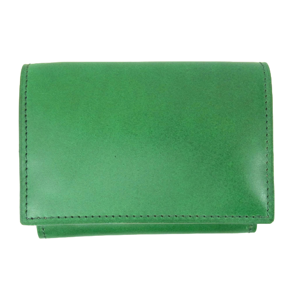 フラソリティ FM7710 Tri-Fold Wallet 水染 オイルコードバン レザー 三つ折り 財布 サイフ ミニウォレット グリーン系【新古品】【未使用】【中古】