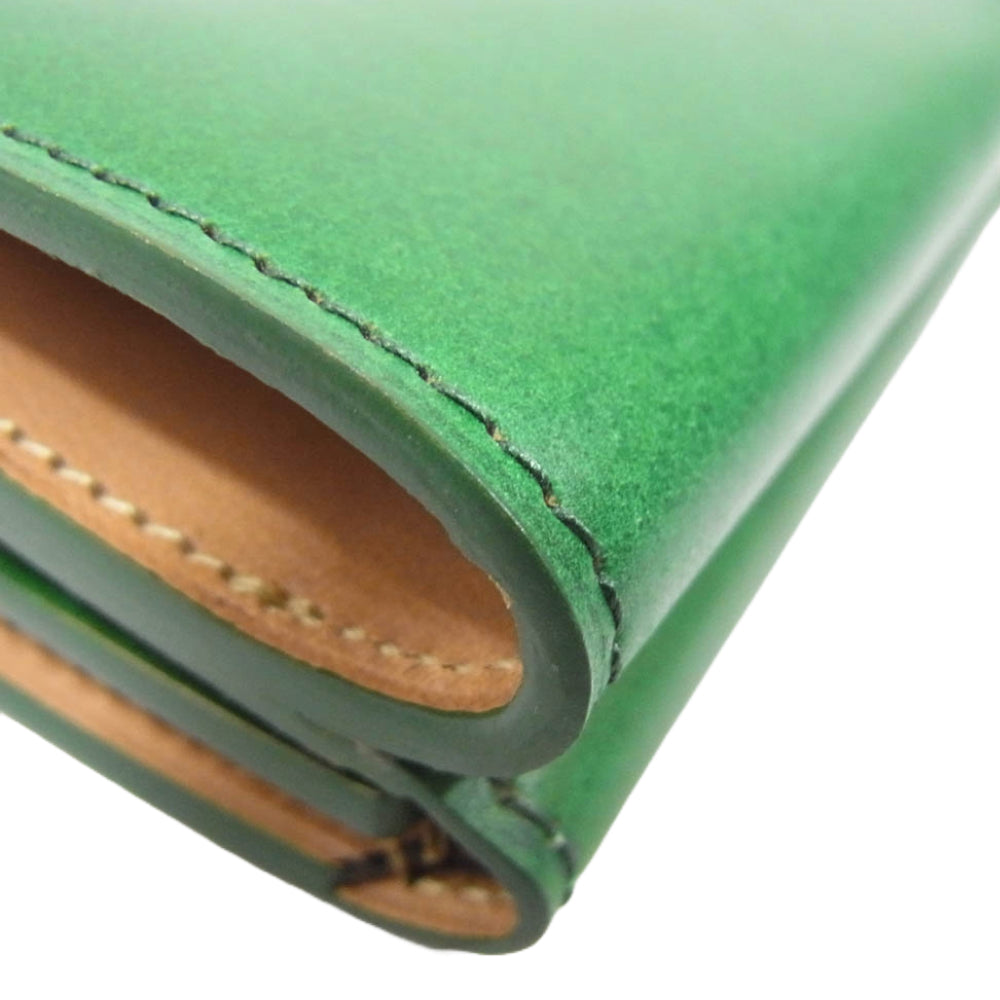 フラソリティ FM7710 Tri-Fold Wallet 水染 オイルコードバン レザー 三つ折り 財布 サイフ ミニウォレット グリーン系【新古品】【未使用】【中古】