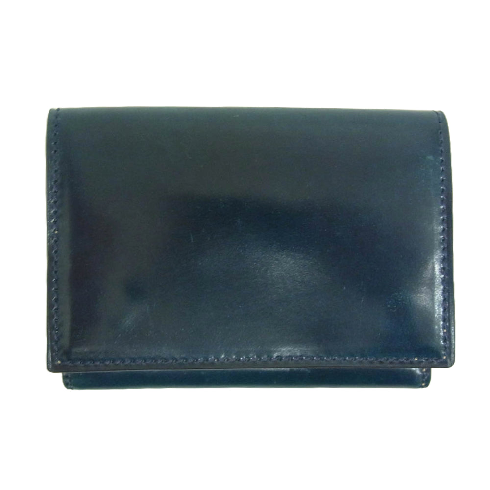 フラソリティ FS710 Trifold wallet シェルコードバン 三つ折り 財布 サイフ ウォレット ネイビー系【美品】【中古】
