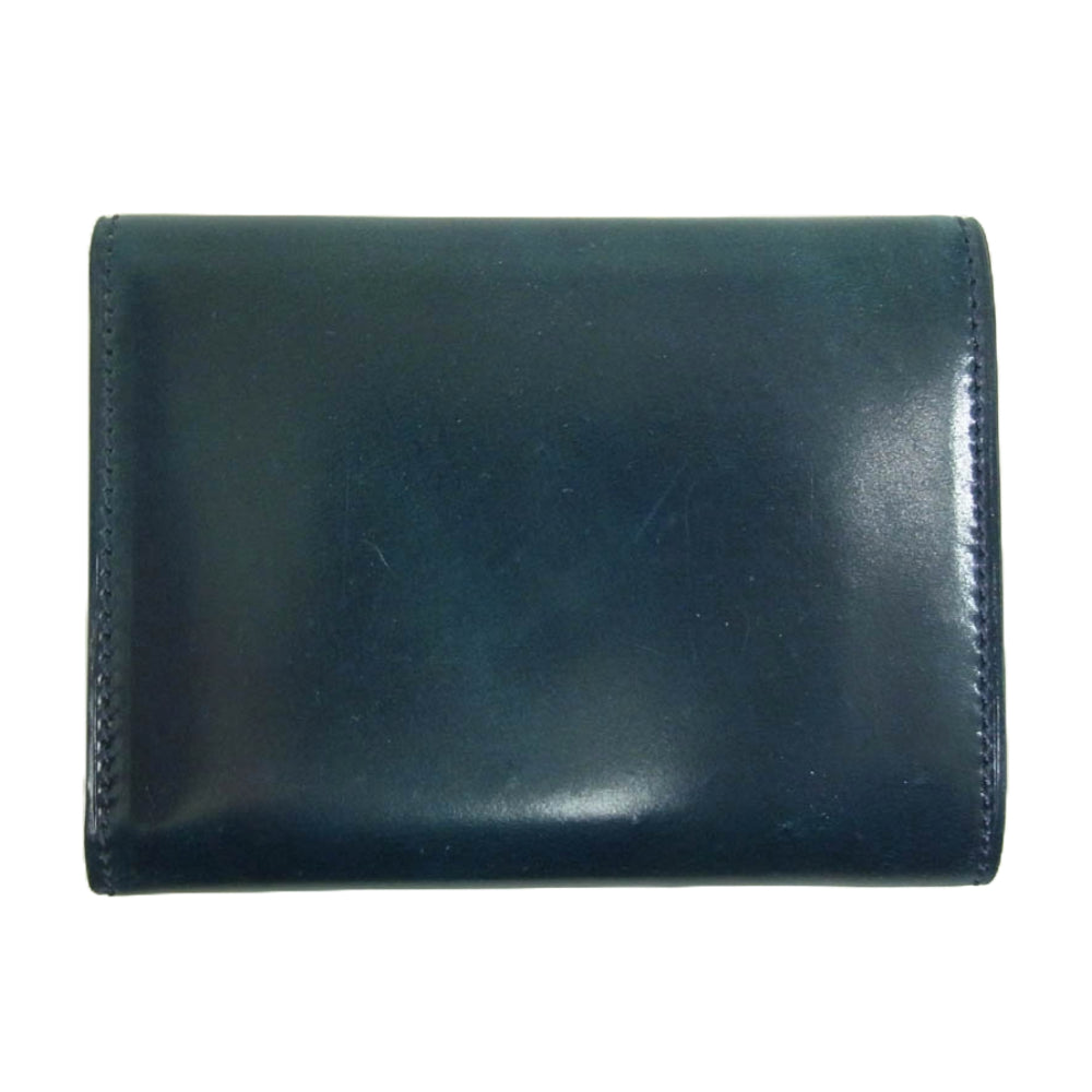 フラソリティ FS710 Trifold wallet シェルコードバン 三つ折り 財布 サイフ ウォレット ネイビー系【美品】【中古】