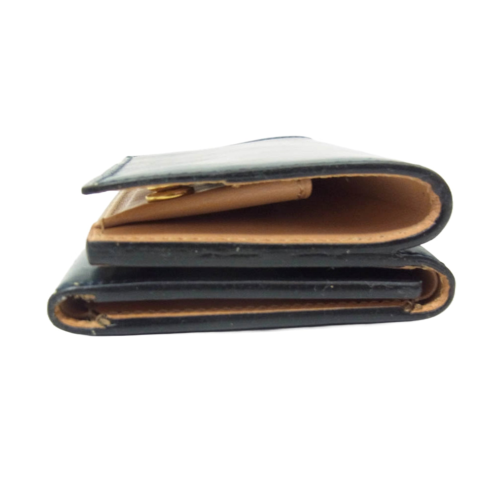 フラソリティ FS710 Trifold wallet シェルコードバン 三つ折り 財布 サイフ ウォレット ネイビー系【美品】【中古】