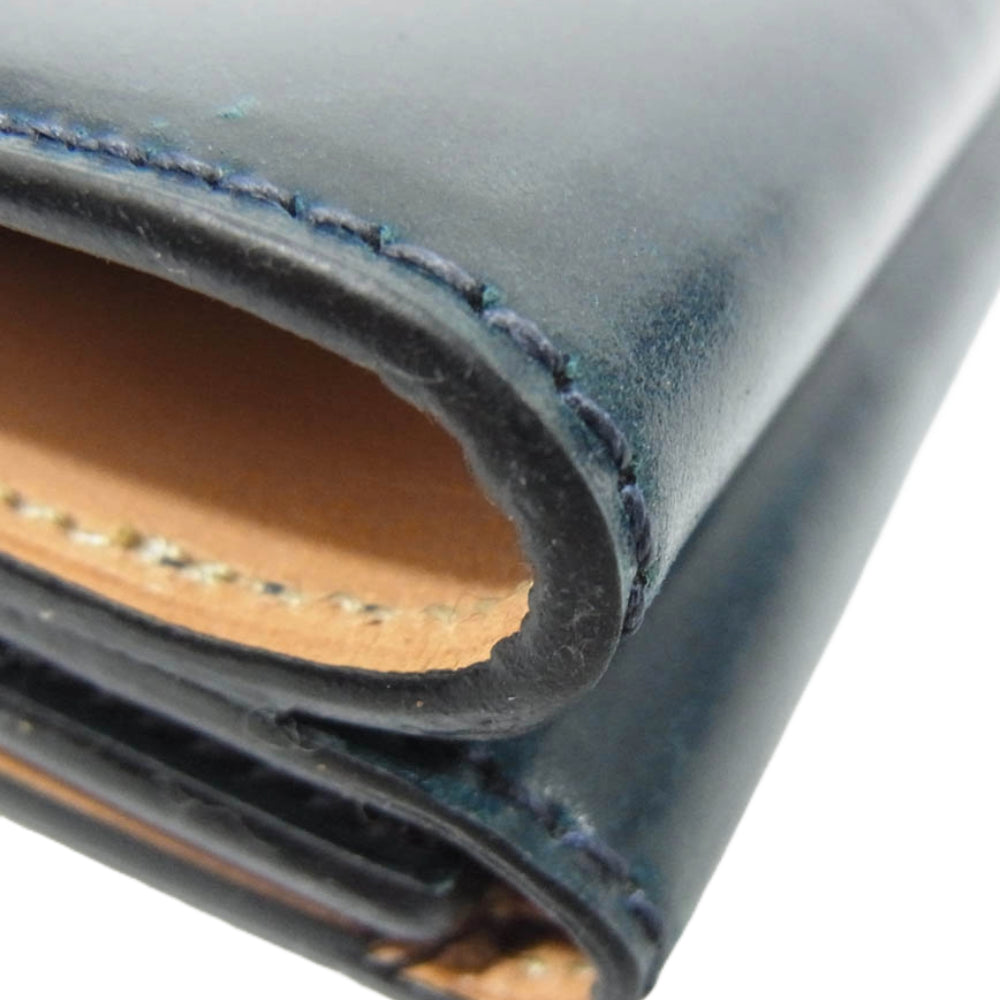 フラソリティ FS710 Trifold wallet シェルコードバン 三つ折り 財布 サイフ ウォレット ネイビー系【美品】【中古】