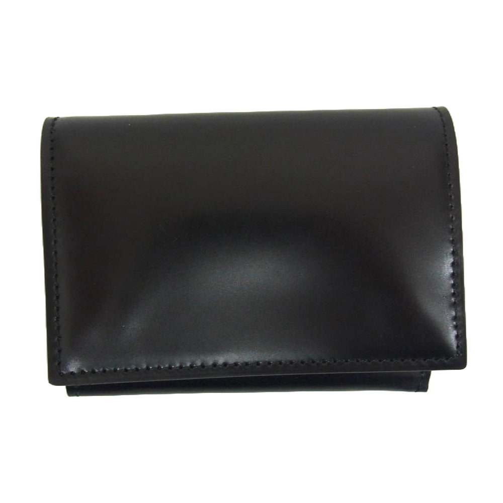 フラソリティ FM710 Tri-Fold Wallet 水染 オイルコードバン レザー 三つ折り 財布 サイフ ミニウォレット ブラック系【新古品】【未使用】【中古】