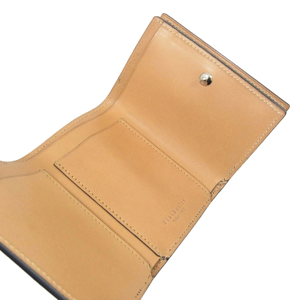 フラソリティ FM710 Tri-Fold Wallet 水染 オイルコードバン レザー 三つ折り 財布 サイフ ミニウォレット ブラック系【新古品】【未使用】【中古】