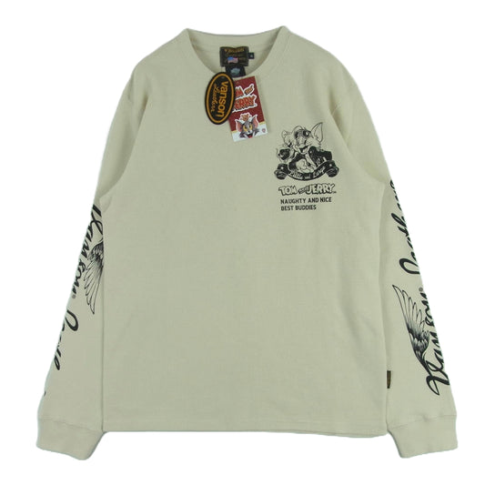 VANSON バンソン TJV-2433 トムとジェリー サーマル 長袖 Ｔシャツ ベージュ系 NATURAL XL【新古品】【未使用】【中古】