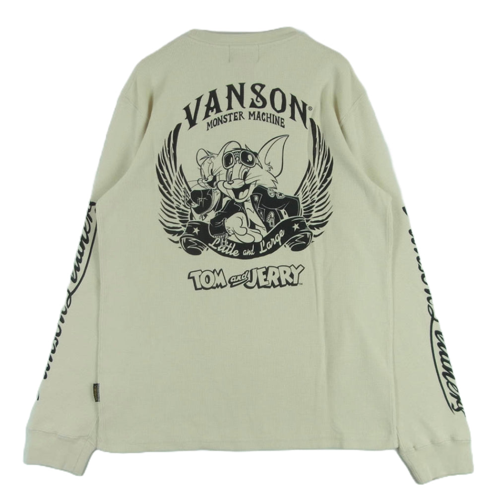 VANSON バンソン TJV-2433 トムとジェリー サーマル 長袖 Ｔシャツ ベージュ系 NATURAL XL【新古品】【未使用】【中古】