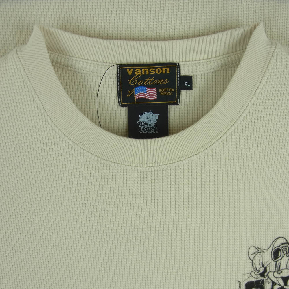 VANSON バンソン TJV-2433 トムとジェリー サーマル 長袖 Ｔシャツ ベージュ系 NATURAL XL【新古品】【未使用】【中古】