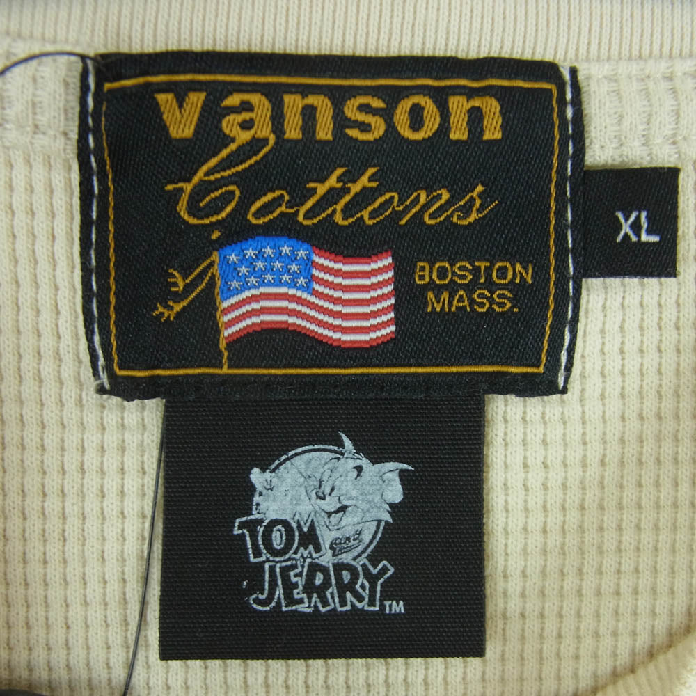 VANSON バンソン TJV-2433 トムとジェリー サーマル 長袖 Ｔシャツ ベージュ系 NATURAL XL【新古品】【未使用】【中古】