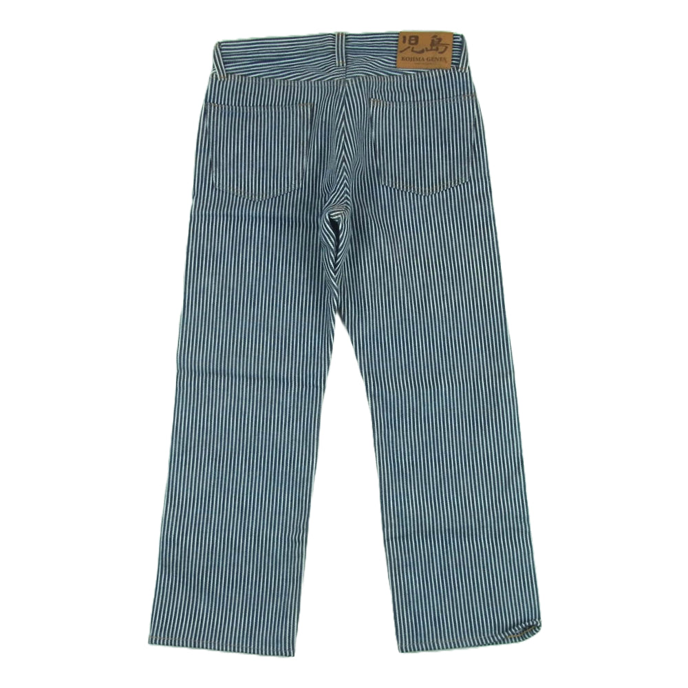 KOJIMA GENES 児島ジーンズ 21oz ヒッコリー ストライプ ストレート デニム パンツ インディゴブルー系 ホワイト系 36【中古】