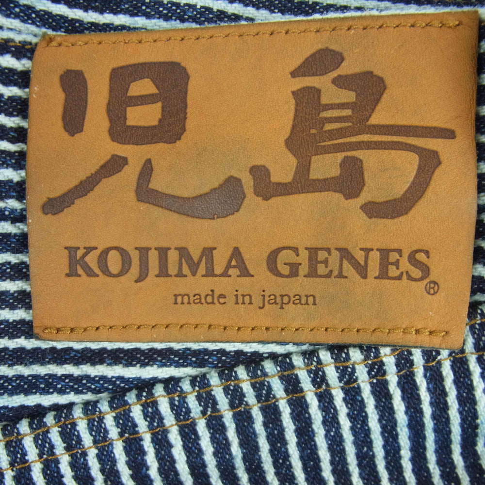 KOJIMA GENES 児島ジーンズ 21oz ヒッコリー ストライプ ストレート デニム パンツ インディゴブルー系 ホワイト系 36【中古】